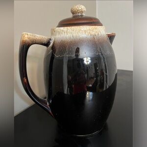 Vintage Brown Drip Beverage Server & Lid - Pitcher 9.5” Tall